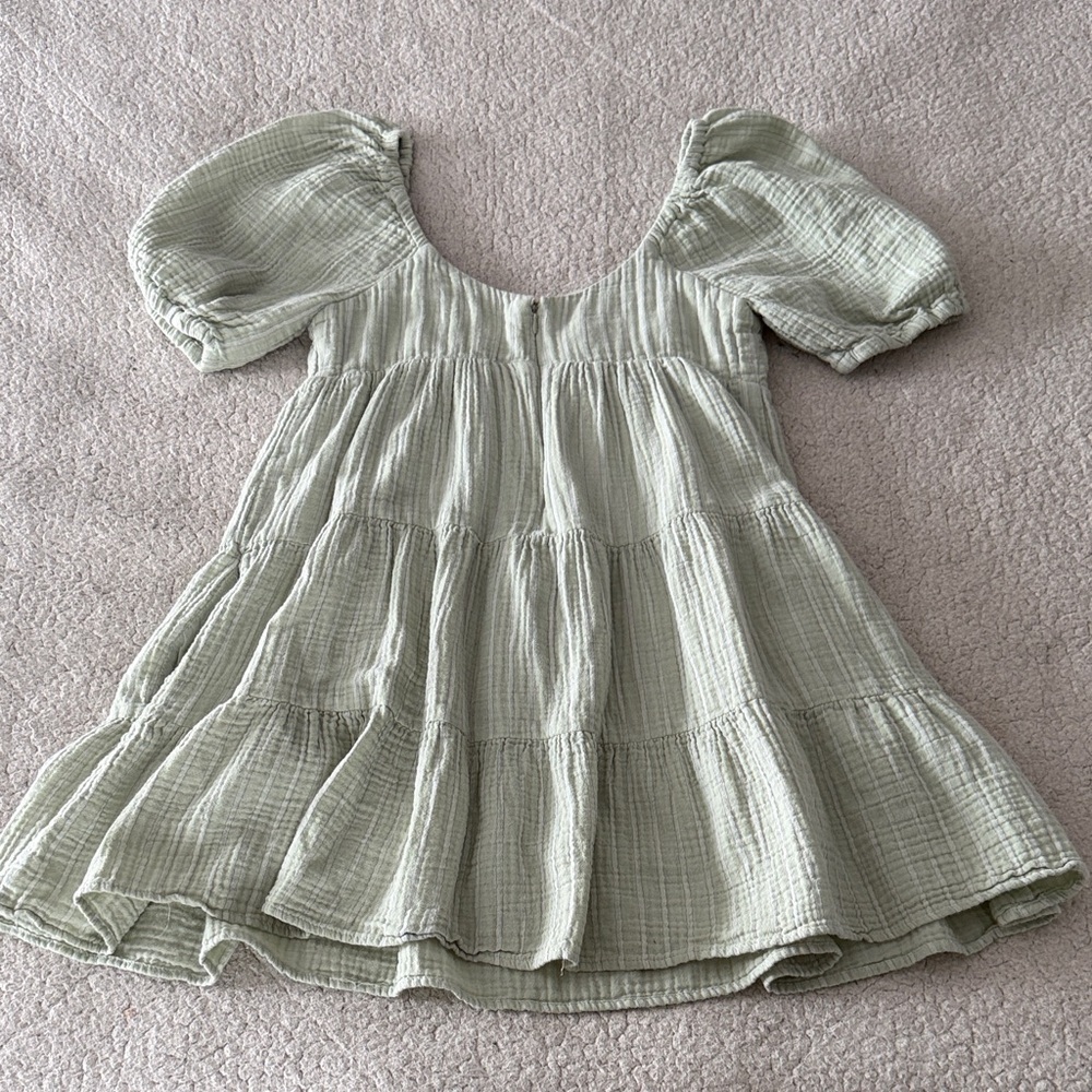 Every Babydoll Sage Green Puff Sleeve Mini Dress XS - Picture 7 of 7